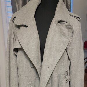 Yoki Wool-Blend Trench Coat | Light Gray| Size 2XL| Classic Tailored Style